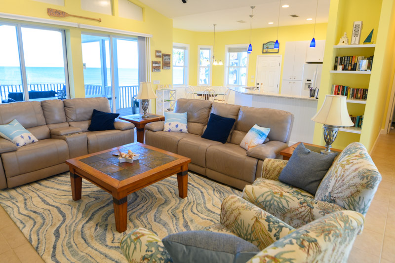 Living area and kitchen